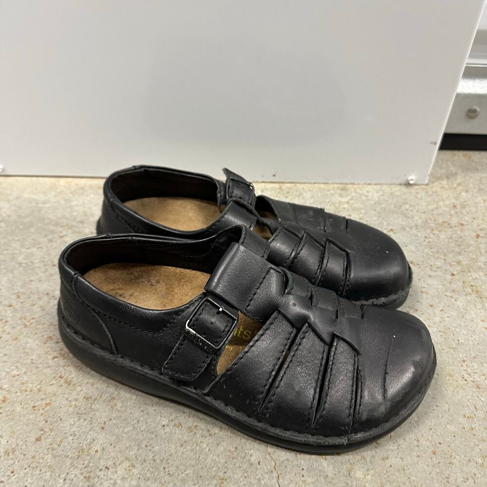 Footprints Birkenstock Madeira Black Leather Fisherman Sandal Women’s Size 39